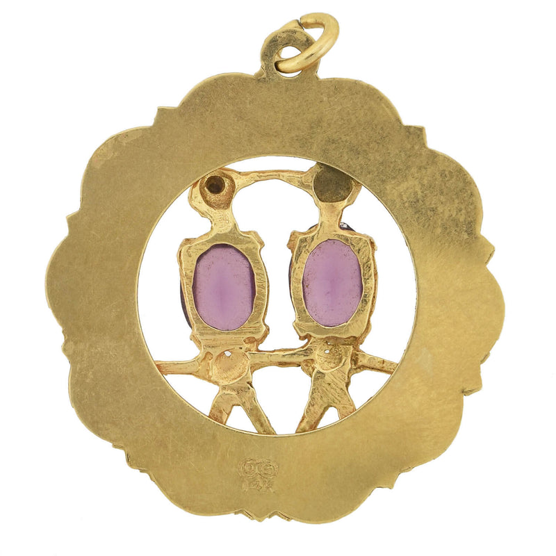 Vintage 14kt Amethyst + Diamond "A DATE TO REMEMBER" Charm/Pendant