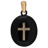 Victorian Large 10kt Onyx + Seed Pearl Cross Locket Pendant