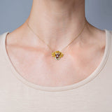Victorian 14kt Diamond + Enameled Lion Pendant 0.25ctw