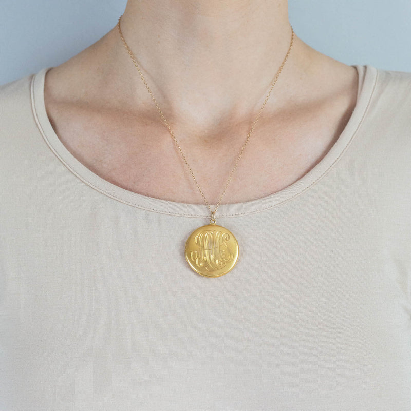 Victorian 14kt Double Sided Locket with Engraved Initials