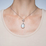 Vintage 14kt Mabe Pearl + Diamond Pendant 0.75ctw