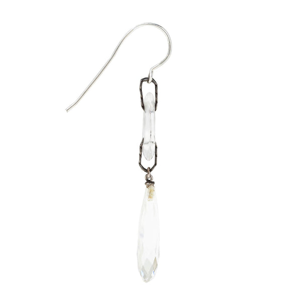 Art Deco Sterling Silver Rock Crystal Earrings
