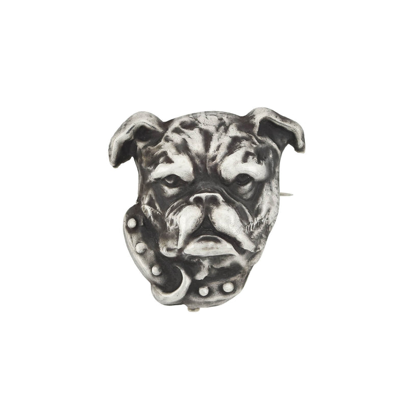 Late Victorian Silver Plated Bulldog Head Pin