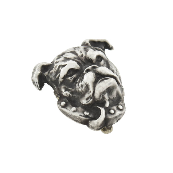 Late Victorian Silver Plated Bulldog Head Pin