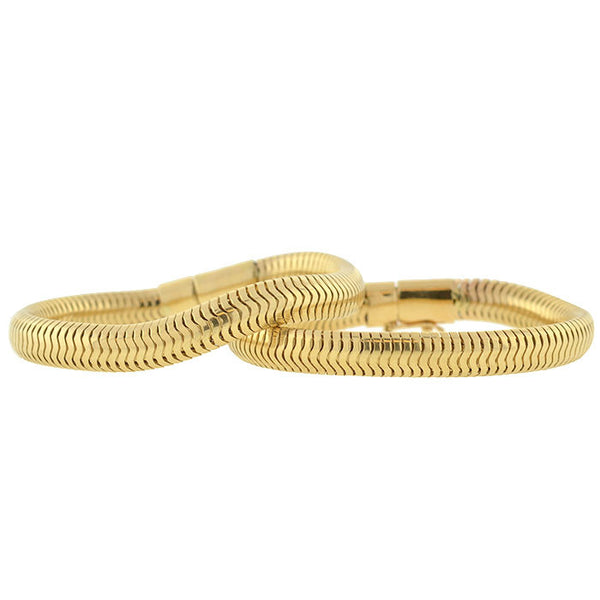 Retro 14kt Gold Flexible Snake Chain Bracelet Set