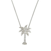 Estate 14kt Diamond Palm Tree Pendant Necklace