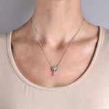 Estate 14kt Diamond Palm Tree Pendant Necklace