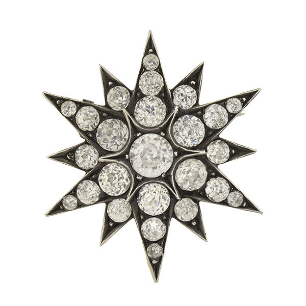 Victorian Sterling Silver & French Paste Starburst Pin