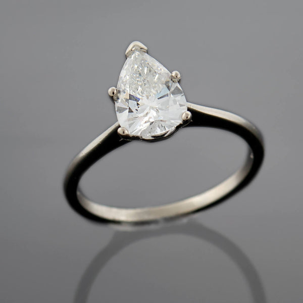 Retro 14k Pear Cut Diamond Ring 1.42ctw