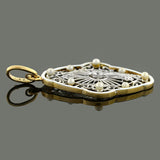 Edwardian Pearl, Diamond & Enamel Filigree Pendant
