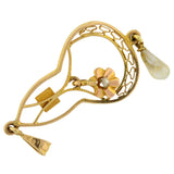 Art Nouveau 14kt Pearl & Diamond Lavalier Pendant