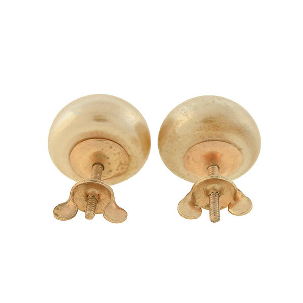 Estate 10kt Gold & Faux Pearl Stud Earrings