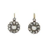 Victorian 18kt/Sterling Diamond + Pearl Cluster Earrings