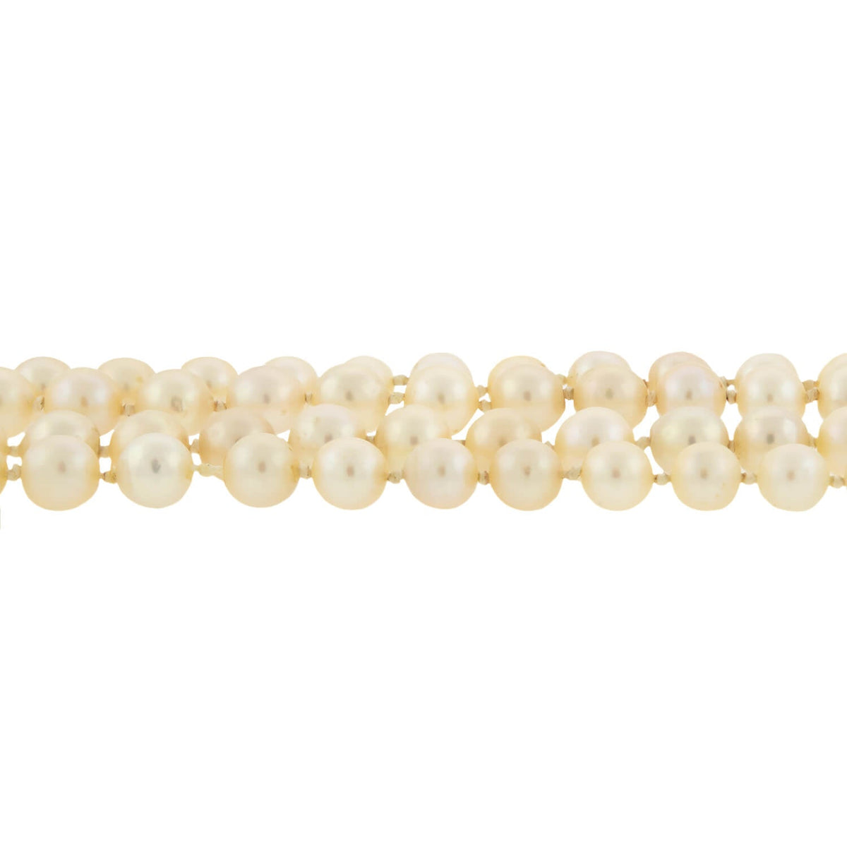 Retro Double Strand Pearl Necklace & 14k Diamond Clasp