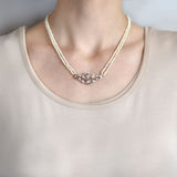 Edwardian 14kt/Platinum Seed Pearl + Diamond Centerpiece Necklace