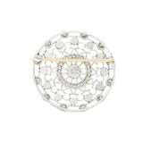 TIFFANY & CO. Edwardian Platinum, Diamond + Pearl Filigree Circle Pin