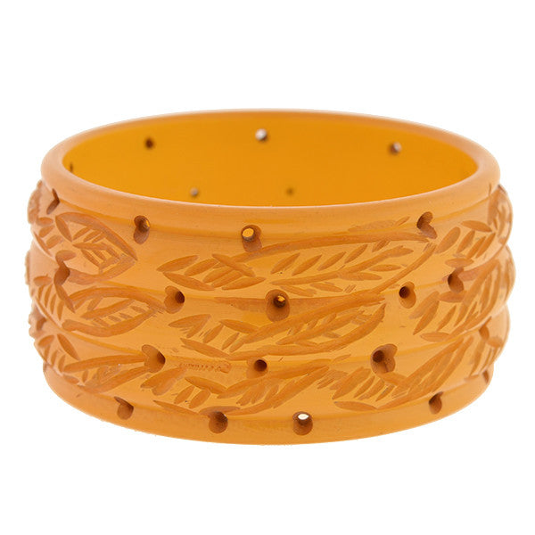 Retro Heavy Carved Bakelite Wide Bangle Bracelet