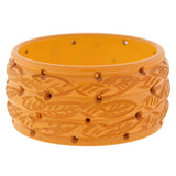 Retro Heavy Carved Bakelite Wide Bangle Bracelet
