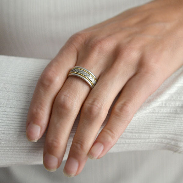 Estate Platinum/18kt "Braided" Mixed Metals Band