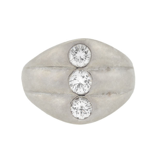 Estate Platinum & Diamond 3-Stone Triple Stacked Band