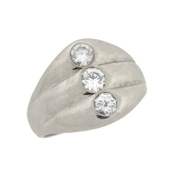 Estate Platinum & Diamond 3-Stone Triple Stacked Band