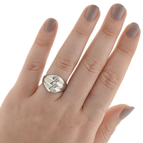 Estate Platinum & Diamond 3-Stone Triple Stacked Band