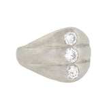 Estate Platinum & Diamond 3-Stone Triple Stacked Band