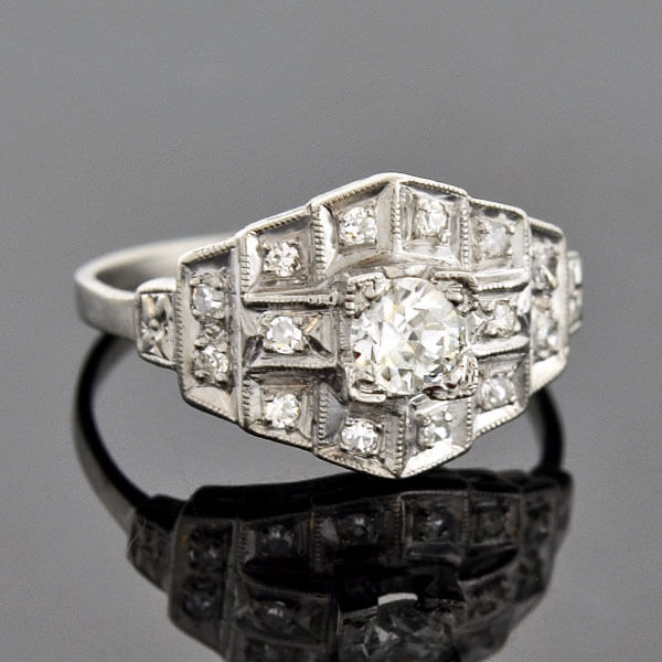 Art Deco Platinum "Multi-Step" Diamond Ring 0.30ct