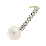 Art Deco Platinum 14kt South Sea Pearl & Diamond Earrings