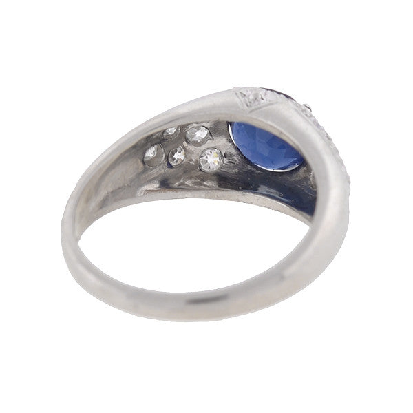 Late Art Deco Platinum Sapphire & Diamond Ring 1.69ct center