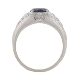 Late Art Deco Platinum Sapphire & Diamond Ring 1.69ct center