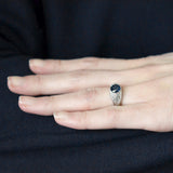 Late Art Deco Platinum Sapphire & Diamond Ring 1.69ct center