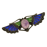 Art Deco Sterling Plique-a-jour Amethyst Scarab Pin
