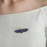 Art Deco Sterling Plique-a-jour Amethyst Scarab Pin