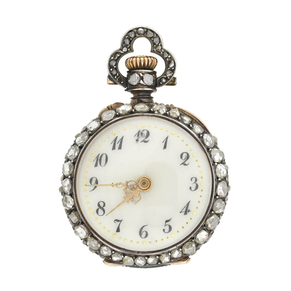 Victorian French 18kt/Sterling Diamond Star Pocket Watch 2ctw