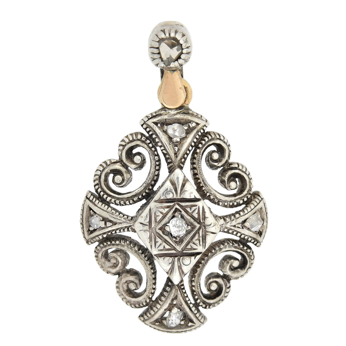 Art Deco 18kt/Silver Diamond Dangle Earrings