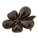 Late Victorian 10kt Garnet Cabochon Flower/Clover Pin