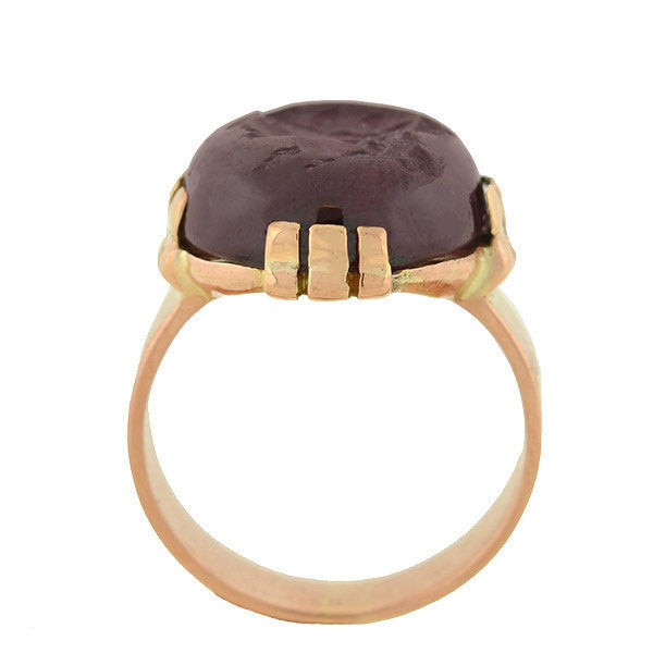 Victorian 18kt Garnet Intaglio Ring