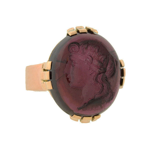 Victorian 18kt Garnet Intaglio Ring