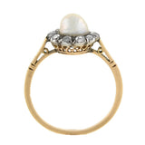 Victorian 18kt/Silver Pearl & Rose Cut Diamond Cluster Ring