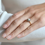Victorian 18kt/Silver Pearl & Rose Cut Diamond Cluster Ring