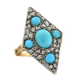 Victorian 18kt & Sterling Turquoise & Rose Cut Diamond Ring