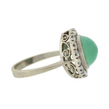 Art Deco 18kt Turquoise & Rose Cut Diamond Cluster Ring
