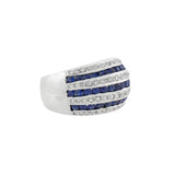 Estate 18kt Diamond + Sapphire Striped Dome Ring
