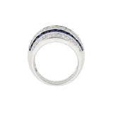 Estate 18kt Diamond + Sapphire Striped Dome Ring