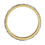 Retro 14kt Yellow + White Gold Mixed Metals Carved Floral Band