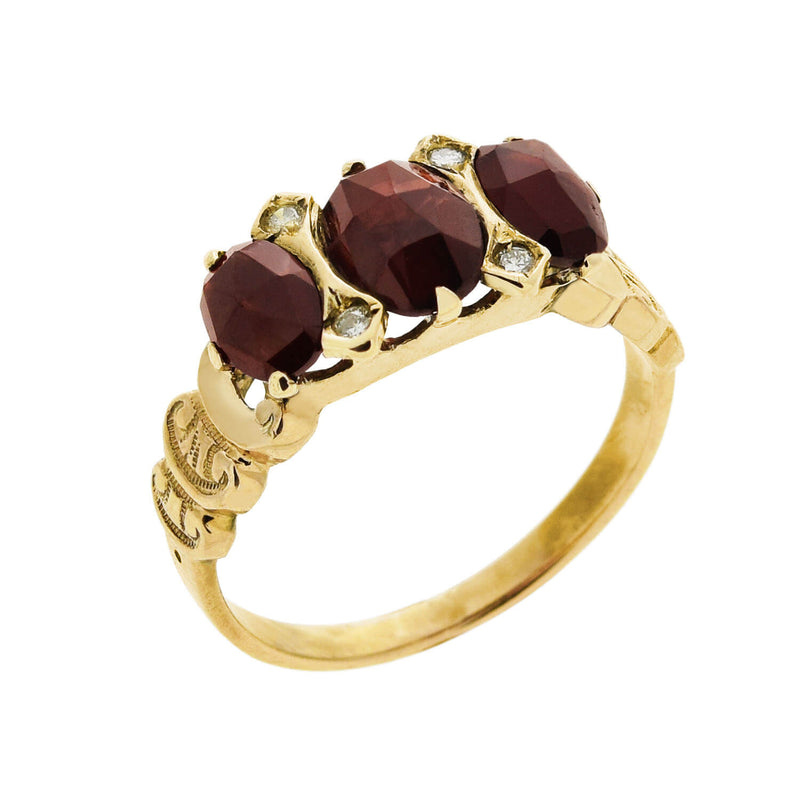 3 stone on sale garnet ring
