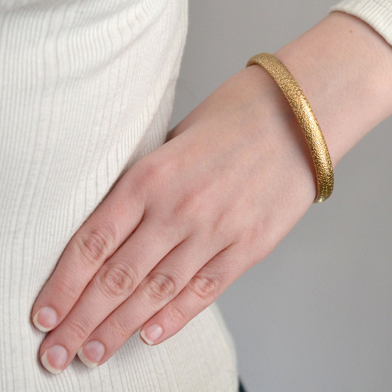 Art Nouveau 14kt Applied Wirework Bangle Bracelet