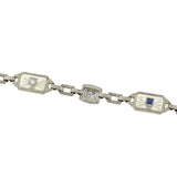 Art Deco 14kt Rock Crystal Sapphire & Diamond Bracelet