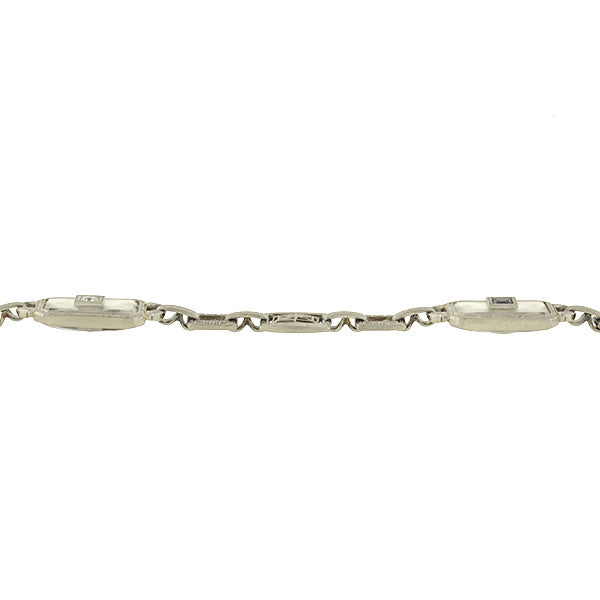 Art Deco 14kt Rock Crystal Sapphire & Diamond Bracelet